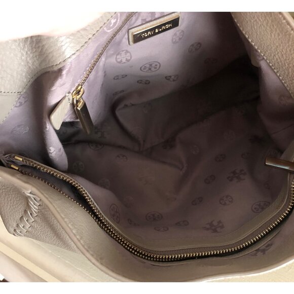 TORY BURCH Marion Chain Slouchy Tote Shoulder Bag Gray - Picture 15 of 15